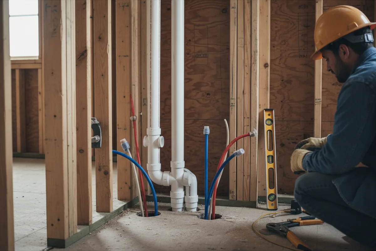 Drain and supply rough-in during Leak Detection in Saint James