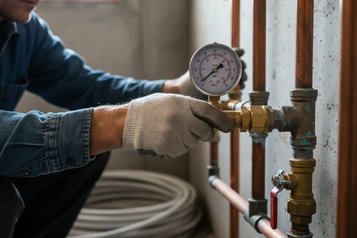 Pressure testing a repaired line during Water Line Repair in Saint James
